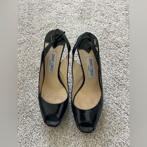 Jimmy Choo Black Peep-Toe Heels